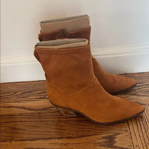 Franco Sarto Camel Suede Heeled Boots NEW Size 8 - Picture 7 of 7